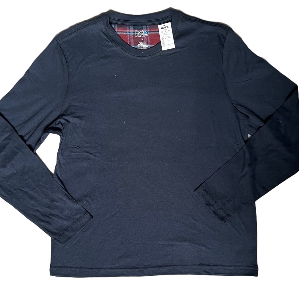 NWT CROFT & BARROW NAVY BLUE LONG SLEEVE PAJAMA TOP SIZE MEDIUM